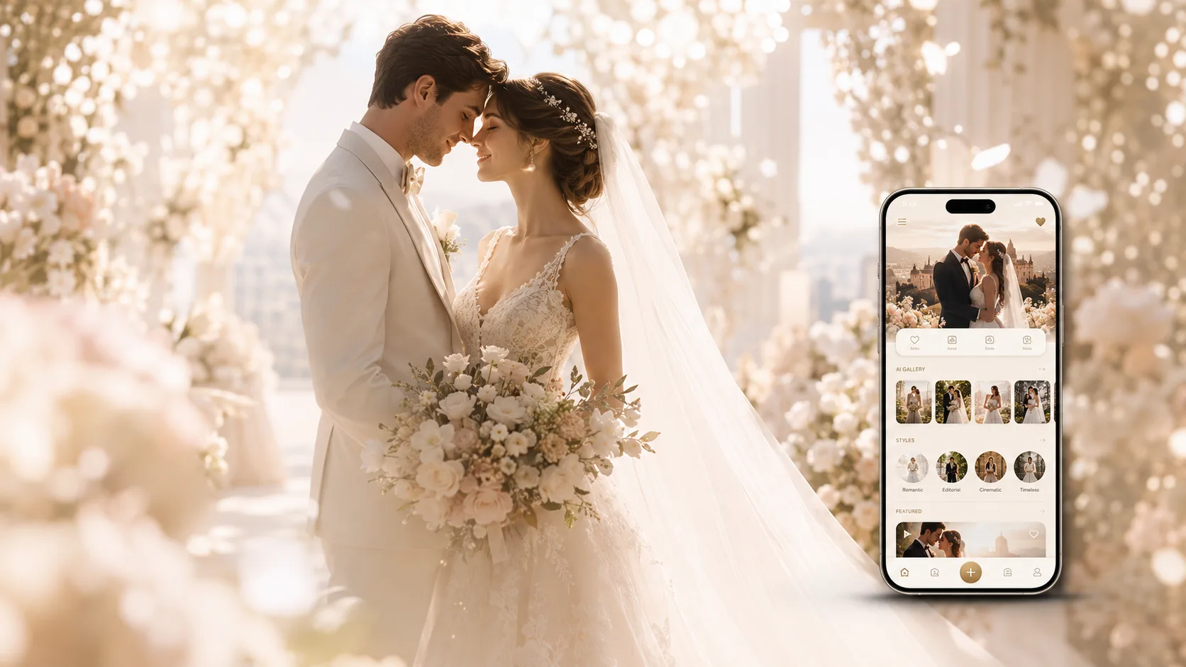 AI Wedding Photo App concept visual